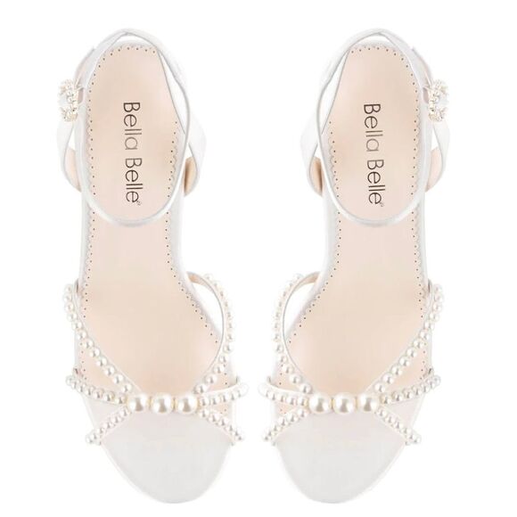 Bella Belle NEW IN BOX Lilia Ivory Silk Pearl Strappy Sandals Wedding Bride - Picture 1 of 8